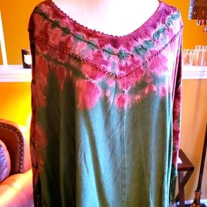 Indigo Thread Poncho with fringe detail!